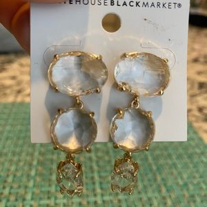 White House Black Market Clear Dangle Statement Drop Earrings NWT